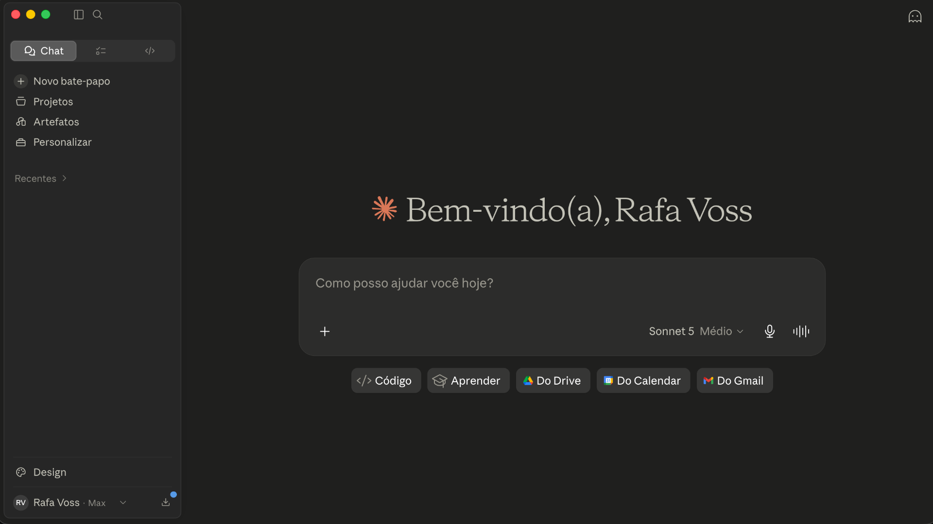 Interface do Claude